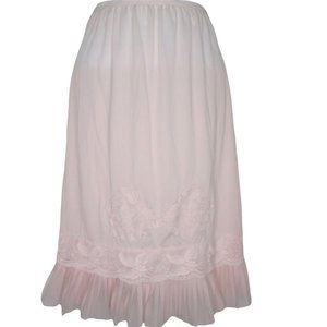 Vintage 60s Nani Flower Half Slip Pink Accordion Pleated Lace Hemline Glam PinUp